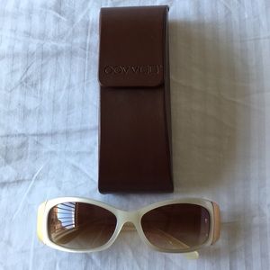 Oliver Peoples White Pearl w/ Gold Sunglasses.